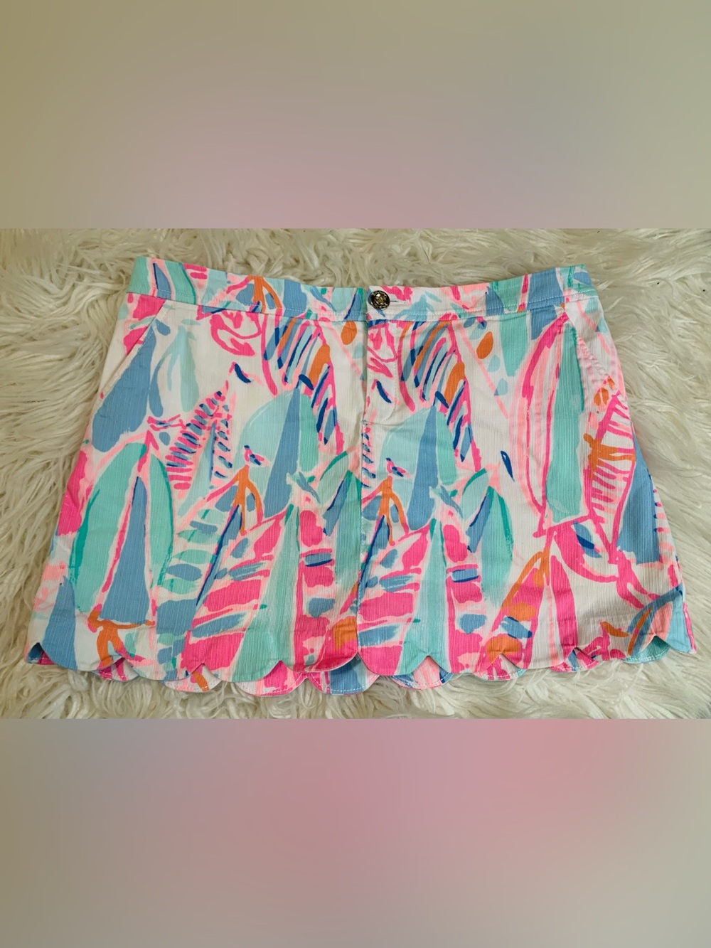 Lilly Pulitzer Colette Scalloped Hem Skort Sailboat Pink Multicolor Size 12